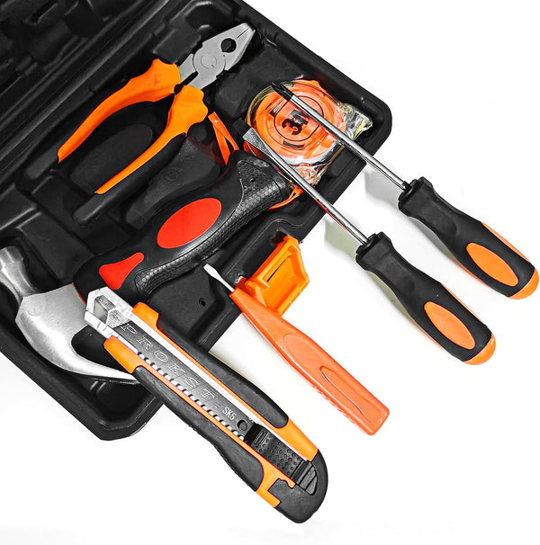8 Piece Hand Tool Set, High Strength Steel Tools for Home Repair, Car Maintenance, Furniture Assembly with Convenient Storage Case, Basic Tool Kit