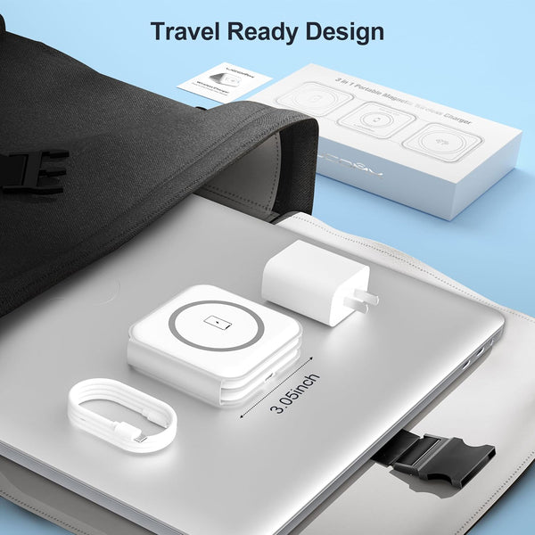 UCOMX 3 in 1 Charging Station for Multple Devices,Foldable 3 in 1 Wireless Charger for Travel,Nano Wireless Charging Station for Iphone16 15 14 13