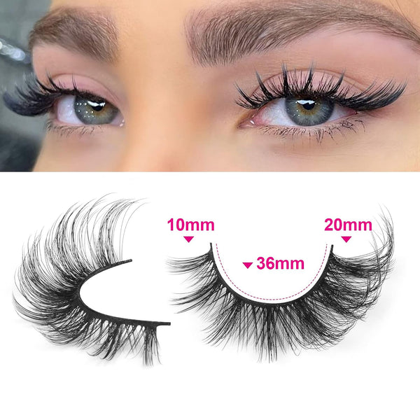 False Eyelashes Wispy Lashes Natural Look Fake Eyelashes Cat Eye Lashes Mink Fluffy Strip False Lashes Fox Eye Lashes Pack 7 Pairs ALICROWN C-