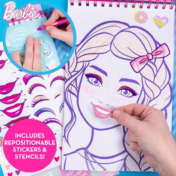 Barbie Makeup Artist Magazine by Horizon Group USA, Create Your Own Hair & Makeup Looks Using 130+ Stencils, 180+ Stickers, Crayons, Pretend