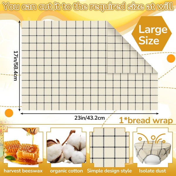 Mindsoft 17 x 23 Inch Reusable Beeswax Food Wrap for Bread Sandwich Wrapper Beeswax Paper Organic Bowl Dishes Covers Sustainable Food Cheese Fruit