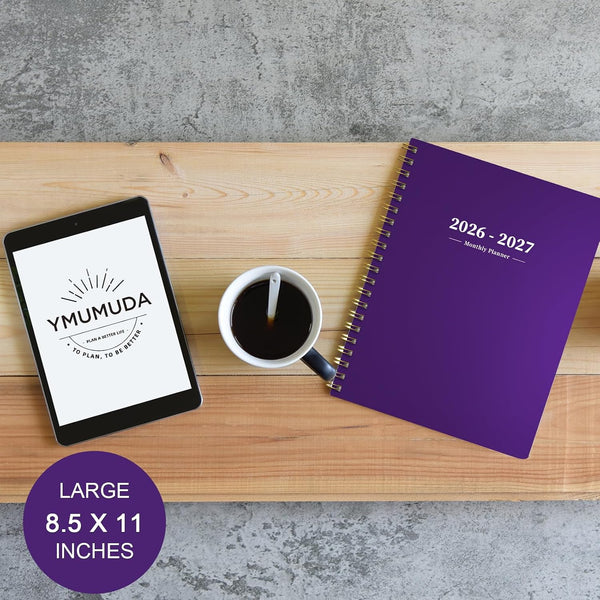 Ymumuda 2026 Planner-2 Year Monthly Planner 2026-2027, JAN.2026 - DEC.2027, 8.5" x 11", 26-27 Monthly Calendar,Large Planner with Spiral Bound, 24