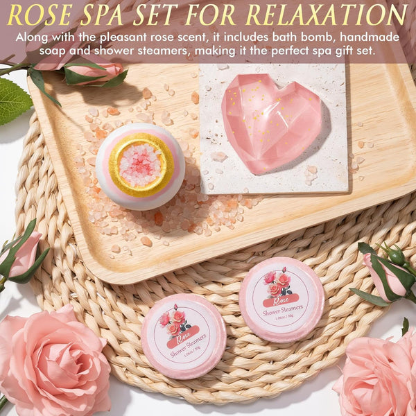 Birthday Gifts for Women, Self Care Gifts Get Well Soon Gifts Basket for Women, Rose Relaxing Spa Gifts Care Package W/ Luxury Blanket, Mothers