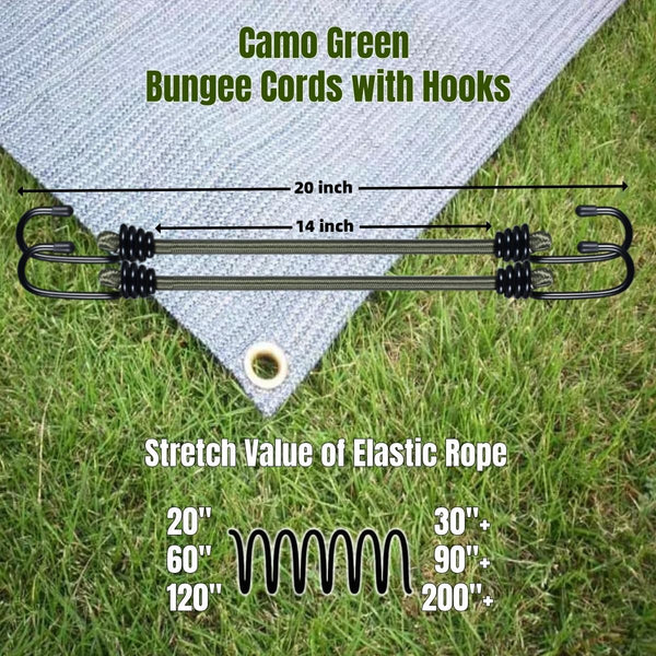 CanKing Bungee Cords 20 Inch Elastic Rope with Hooks Olive Green 2P | Versatile heavy-duty bungee cords with durable hooks for camping, travel,