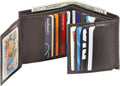 Bullz Genuine Nappa Cow Leather Thick Dual Credit Card ID Flap Quad Fold Large Bifold Mens Wallet Passcase RFID | Genuine Brown