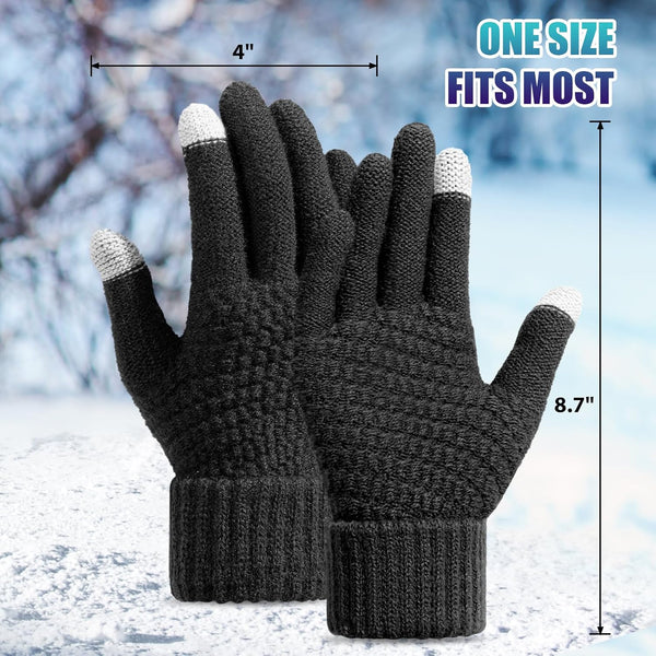 Premillow Winter Gloves for Women - Warm Knit Gloves with Elastic Cuff for Cold Weather, Touchscreen Compatible