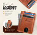 Claasico Front Pocket Small Minimalist Leather Wallet RFID Blocking Vintage Leather Credit Card Holder with Gift Box California Dessert