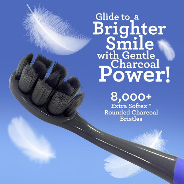 GuruNanda Butter on Gums Charcoal Toothbrush - 8000+ SoftexTM Bristles for Sensitive Teeth & Gums, Aids in Teeth Whitening, Extra Soft (6 Count) 6
