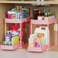 Ukeetap 2 Pack Multi-Purpose Pull-Out Storage Organizers, Under Sink & Cabinet Organizers, 12.8 Inch Pink Pink 12.8 Inch