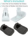 Vive Walker Ski Glides & Covers 4 PCS - Tennis Ball Accessories Sliders for Seniors, Universal, Heavy Duty - Precut Medical Folding Rolling Slider