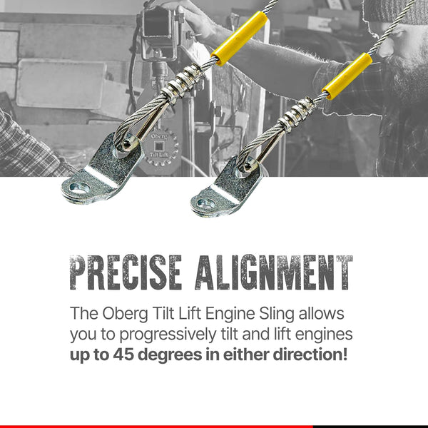 Engine Hoist Sling | No Chain Hoist Hassle | 1 Ton Capacity | 45 Degree Tilt | Single Hand Operation | Easy Engine Swap | Mounting Cleats Fasten