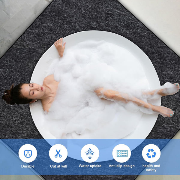 80 * 80 Inch Hot Tub Mat, Extra Large Inflatable Hot Tub Pad Outdoor Indoor, Waterproof Slip-Proof Backing, Absorbent Spa Pool Ground Base