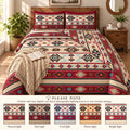 Rugs 4 Less Rustic Striped Southwestern Quilt Stitched Western Bedspread Bedding Set with Beige Brown Burgundy Turquoise Tribal Native American