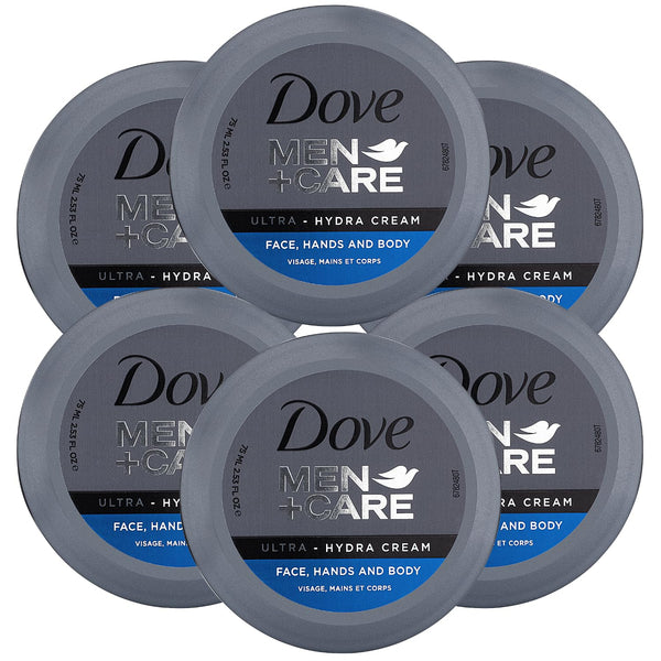Dove Men+Care Ultra Hydra Cream, Face, Hands and Body Care, All Skin Types, 6 Pack of 2.53 Oz Each Unscented 2.53 Ounce (Pack of 6) All