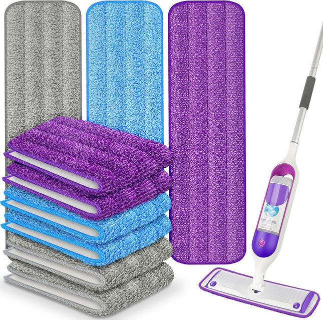 9 Pack Reusable Mop Pads Compatible with Swiffer Powermop, Microfiber Mop Pads Refills Machine Washable, Durable, and Hi