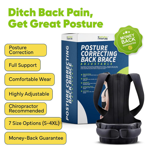 The Natural Posture Posture Corrector for Men and Women - Lumbar Back Brace and Shoulder Straightener - Helps Provide Lower Back Support and