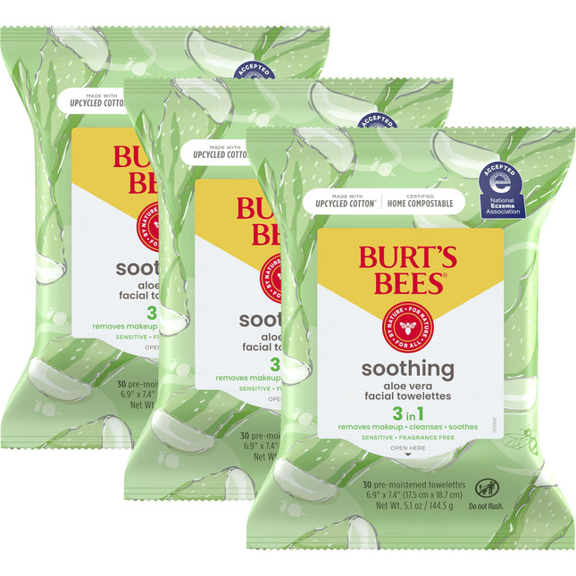Burt'S Bees Aloe Vera Face Wipes, for Sensitive Skin, Soothing Makeup Remover & 