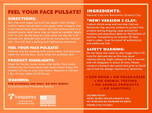 Aztec Secret – Indian Healing Clay 1 lb – Deep Pore Cleansing Facial & Body Mask – The Original 100% Natural Calcium Bentonite Clay – New Version