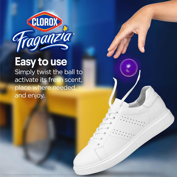 Clorox Fraganzia Deodorizing Balls, Lavender with Eucalyptus Scent - Battery Free Air Refresher, Odor Eliminators for Shoes, Gym Bag, Closet,