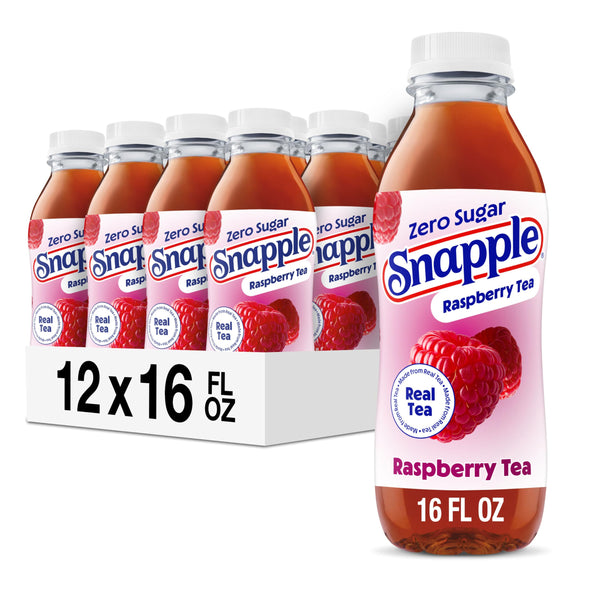Snapple Zero Sugar Raspberry Tea, 16 fl oz recycled plastic bottle, Pack of 12 Zero Sugar Raspberry 16 Fl Oz (Pack of 12)