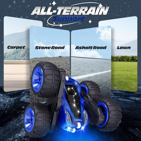 Tecnock Remote Control Car, 2.4Ghz RC Cars with USB-C Easy Charging, 4WD Double Sided 360ÃÂ° Rotates and Flips RC Stunt Car, Toys Gift for Boys and