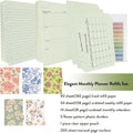 90+54+14 A5 Refill Paper with Undated Monthly Weekly Calendar Planner Inserts, 6 Ring Loose Leaf Lined Filler Paper Refillable for Binder Planner