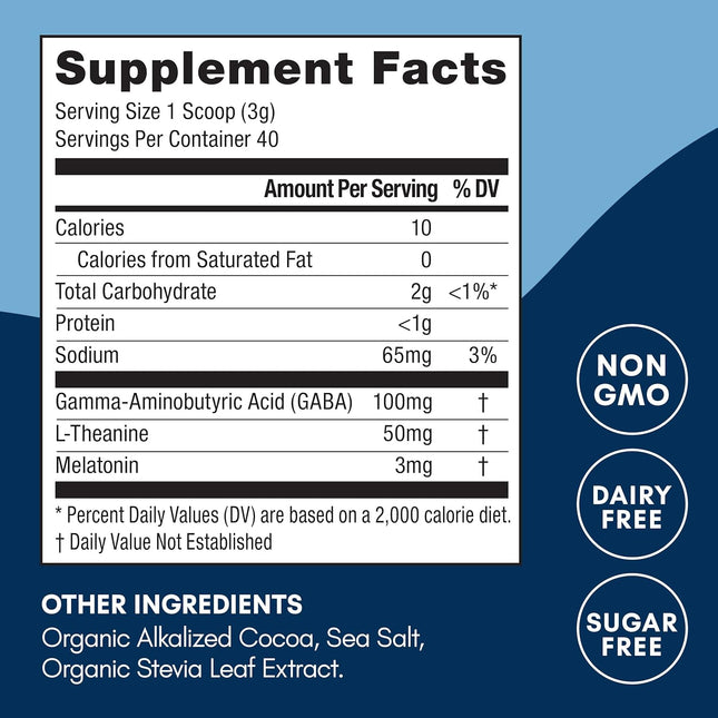 Mindful Evening Sugar Free Cocoa Mix Natural Sleep Aid, 40 Servings, Melatonin 3