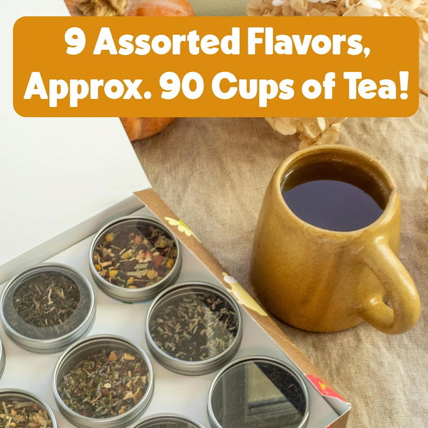 Heavenly Tea Leaves Organic 9 Flavor Variety Pack, Loose Leaf Tea Sampler | Approximately 90 Cups, Assorted Black, Green, White, Rooibos, & Herbal