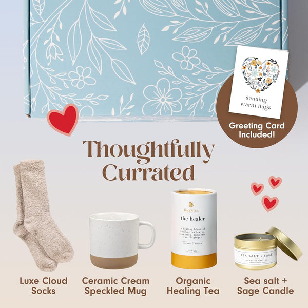 Unboxme Comfort Care Package - Get Well Soon Gift Basket for Women with Cozy Socks & Tea