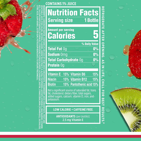 Sparkling Ice, Kiwi Strawberry Sparkling Water, Zero Sugar Flavored Water, with Antioxidants and Vitamins, Zero Sugar, 17 fl oz Bottles (Pack of