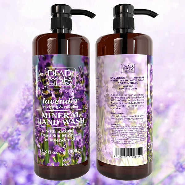 Dead Sea Collection Hand Soap Pump Lavender - Moisturizing Hand Wash Liquid with Dead Sea Minerals and Lavender Oil, Reviving, Calming - Pack of 2