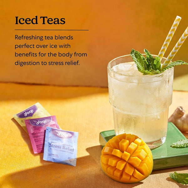 Yogi Tea Iced Variety Sampler - 16 Bags per Pack (3 Packs) - Organic Tea Sampler - Includes Mango Ginger, Blackberry Apple Cider Digestive