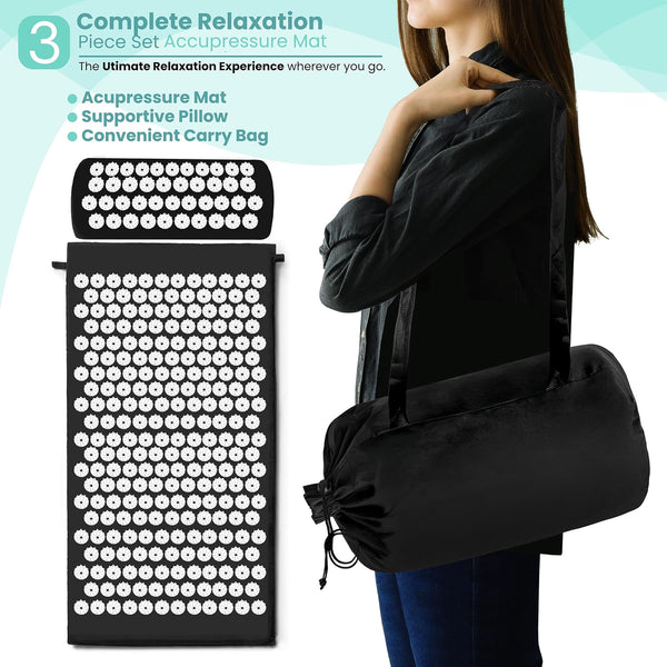 Sivan Back and Neck Pain Relief Acupressure Mat and Pillow Set, Chronic Back Pain Treatment - Relieves Your Stress of Lower Upper Back and Sciatic