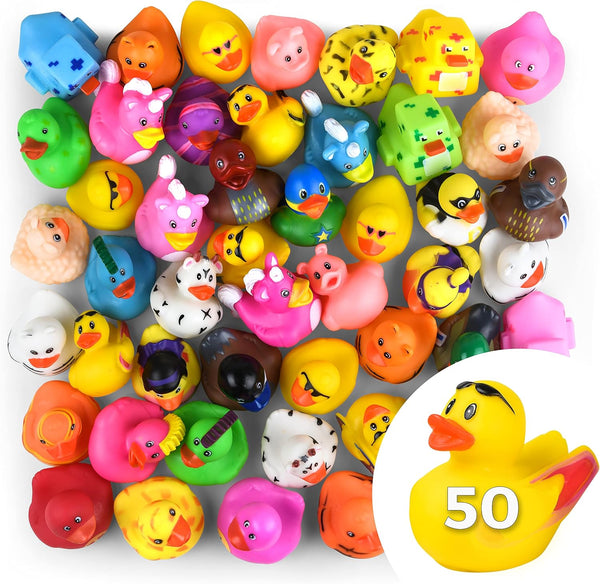 Rubber Ducks for Jeep Ducking 50 PCS Assorted Rubber Ducks for Duckies Games, Jeeps Ducking / Cruise Ships and Bath / Pool Play - Small 2 Inch
