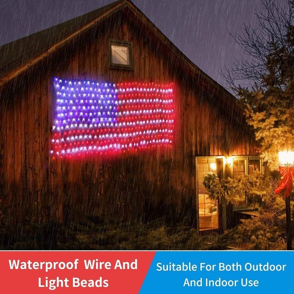 MZD8391 American Flag Lights 420 Super Bright LEDs, Waterproof LED US Flags Light for 4th of July Decorations, Memorial Day, Independence Day,