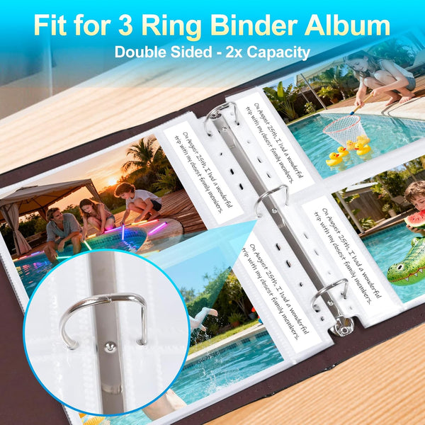 30 Pack 5x7 Photo Album Refill Pages for 3 Ring Binder,Ultra-Clear Photo Sleeves Holding 120 Pictures, Double-Sided 2 Pockets Photo Pages, Photo