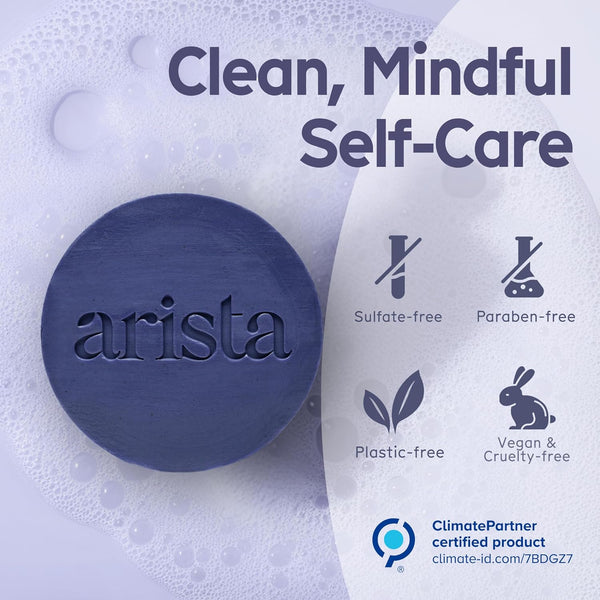 Arista Purple Shampoo Bar, Amla Fruit Powder, Purple Toner & Castor Oil, Moisturizing & Plastic Free Hair Soap, Sulfate Free Solid Shampoo Puck