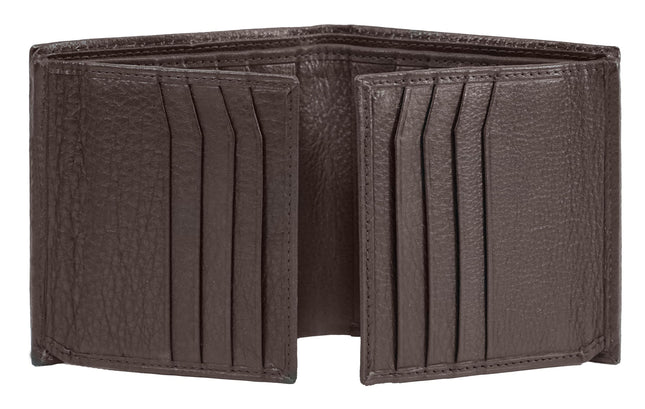 Bullz Genuine Nappa Cow Leather Thick Dual Credit Card ID Flap Quad Fold Large B