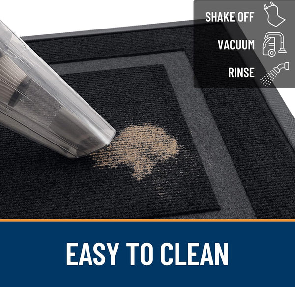 OLANLY Front Door Mat Outside 29.5x17, All-Season Heavy-Duty Rubber Doormat Black Classic Border Rectangular 29.5" x 17"