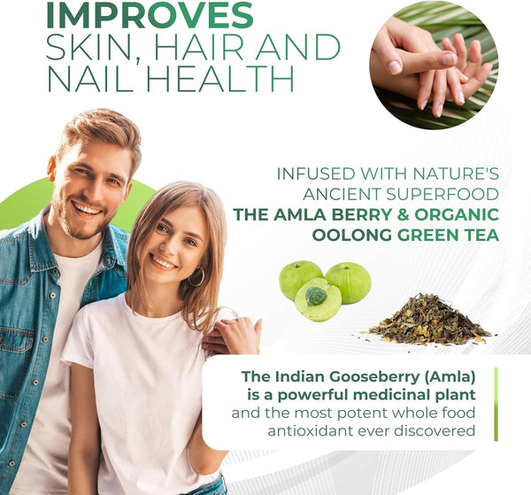 Amla Powder & Green Tea Superfood Supplement, 20x Ultra Concentrated Amla, Antioxidant Support, Made with Oolong Tea and Indian Gooseberries,