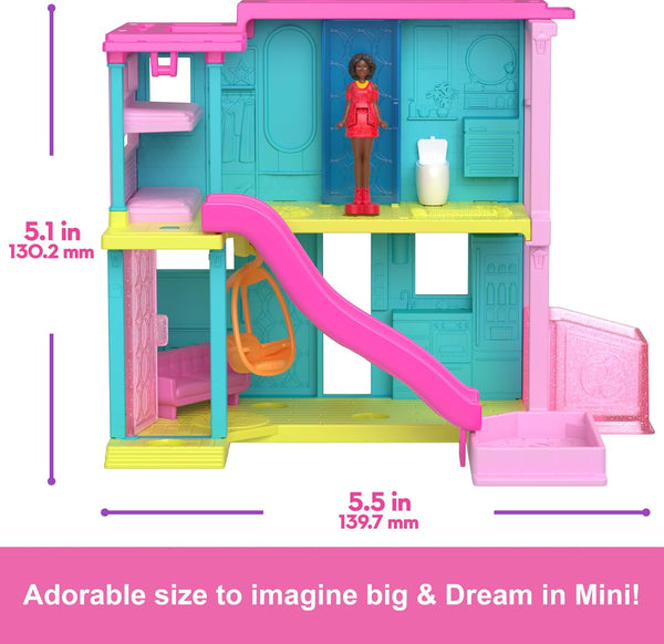 Barbie Mini BarbieLand Doll House Sets, Mini Dreamhouse with Surprise 1.5-inch Doll, Furniture & Accessories, Plus Elevator & Pool