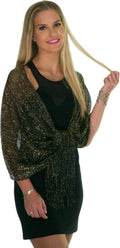 ShineGlitz Shawls and Wraps for Evening Dresses, Metallic Glitter Shawls for Women, Sparkling Wedding Giving Shawl Gift Black/Gold