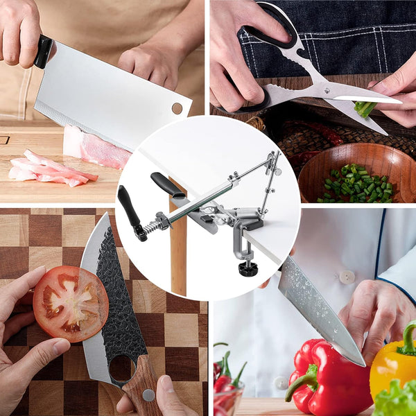 Upgraded RUIXIN PRO RX-008 Professional Knife Sharpener with 10 Whetstones, 360° Rotation Flip Design Fixed-Angle Stainless Steel Kitchen Chef