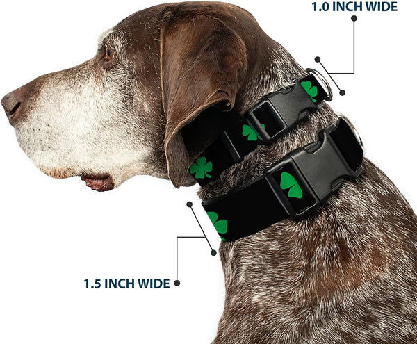 Buckle-Down 6-9" St. Pat'S Black/Green Plastic Clip Collar, Narrow Small 1/2" Wide - Fits 6-9" Neck - Small