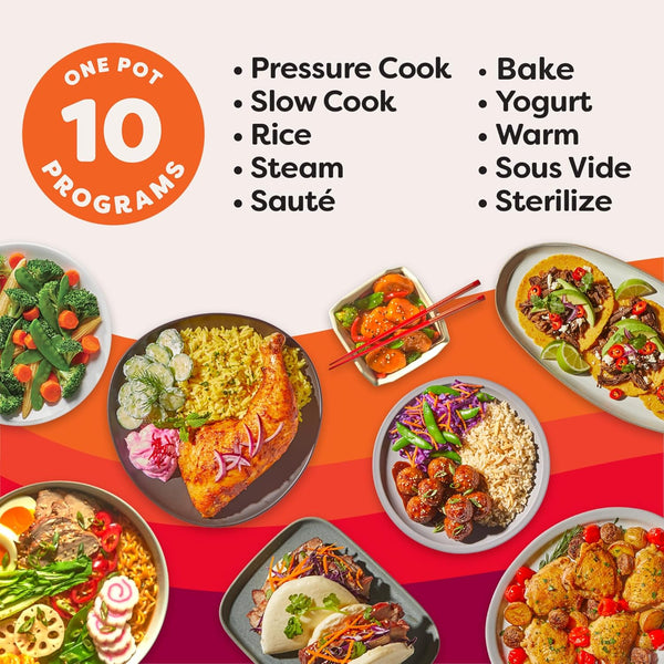 Instant Pot Pro 10-in-1 Pressure Cooker, Slow Cooker, Rice/Grain Cooker, Steamer, Sauté, Sous Vide, Yogurt Maker, Sterilizer, and Warmer, Includes