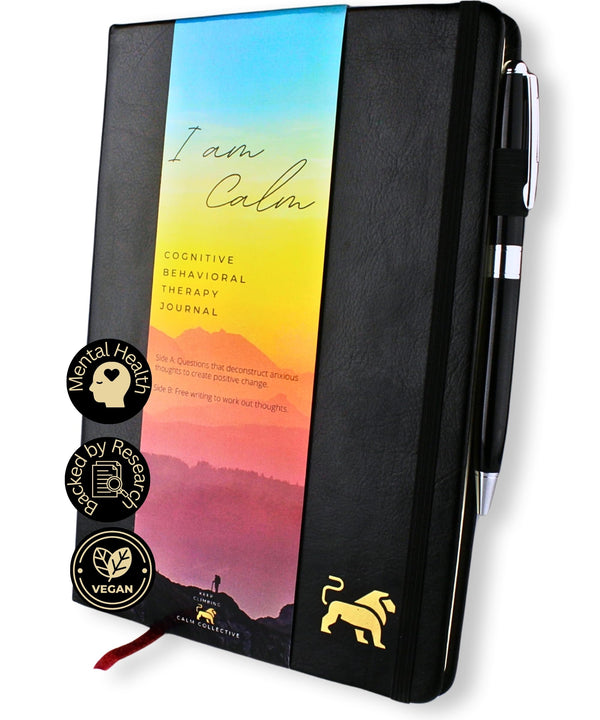 Calm Collective Guided CBT Anxiety Relief Journal Kit for Mental Health Therapy with Free Pen Included, Mindfulness Self Care Prompts, Gratitude &