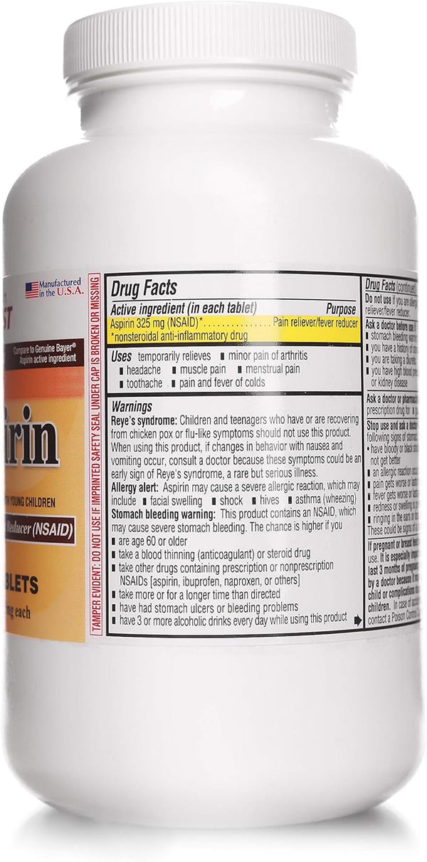 PHARBEST Aspirin 325 mg | Regular Strength | 1000 Count Uncoated Tablets
