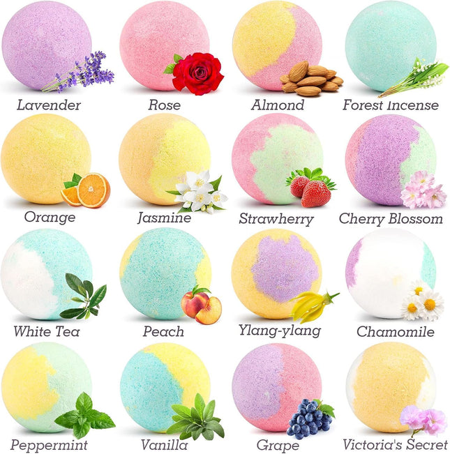 Bath Bombs Gift Set,16Pcs Organic Bath Bombs for Women Relaxing Bath Gifts for W