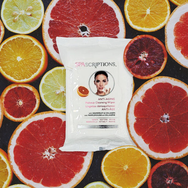 Spascriptions™ Anti-Aging, Brightening, Moisturizing & Pore Refining Towelettes Removes Waterproof Makeup, Revives with Collagen, Vitamin C,