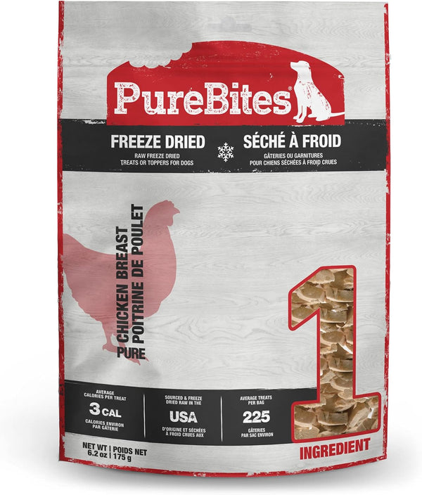 Purebites Chicken Freeze Dried Dog Treats, 1 Ingredient, Made in USA, 6.2Oz